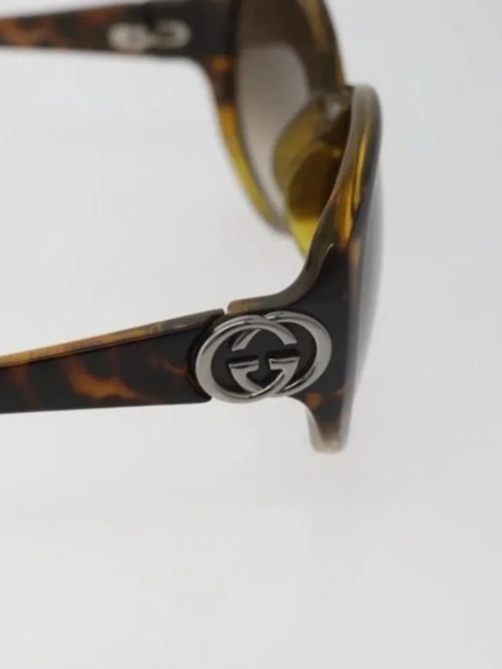 GUCCI Tortoise Pattern Sunglasses Plastic Brown Silver Auth BA13261